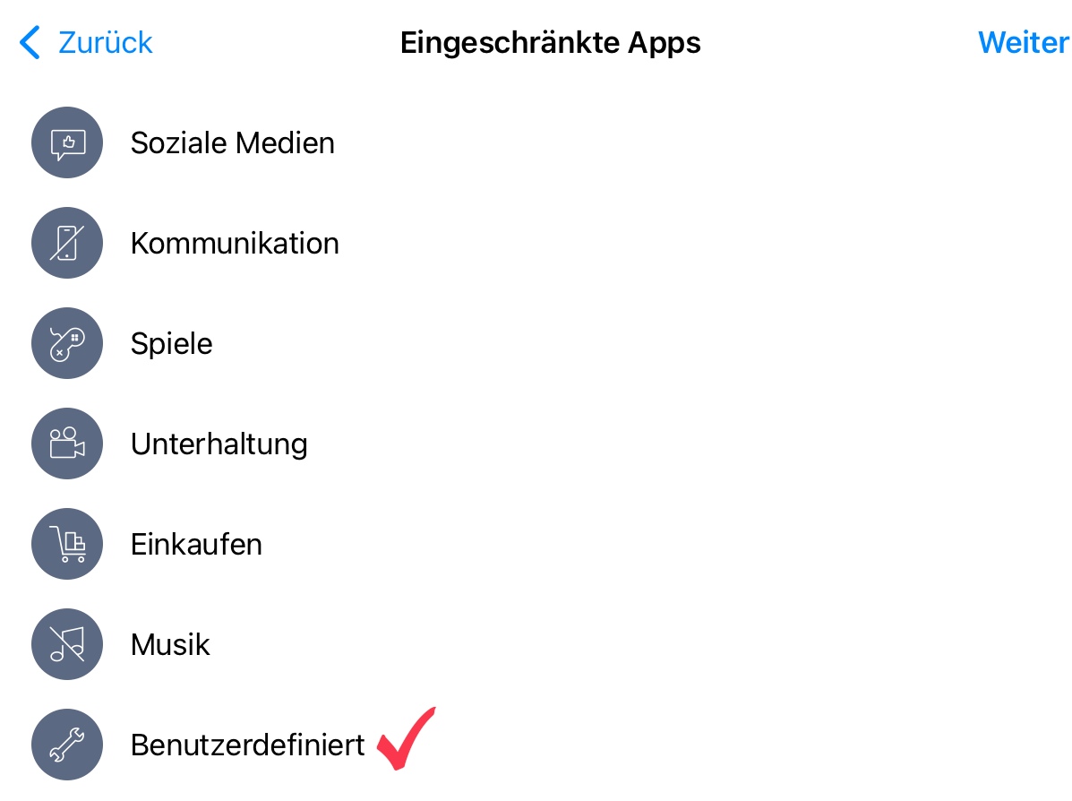 Benutzerdefiniert
                      wählen